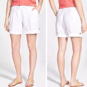 Eileen Fisher White Linen Shorts Classic Tailored Design